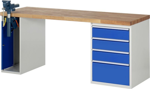 Etabli RAU série 7000 - modèle 7510-2, L2000 x P700 x H890 mm, base système L2000 x P650 x H850 mm, 03-7510A2-207B4M.11
