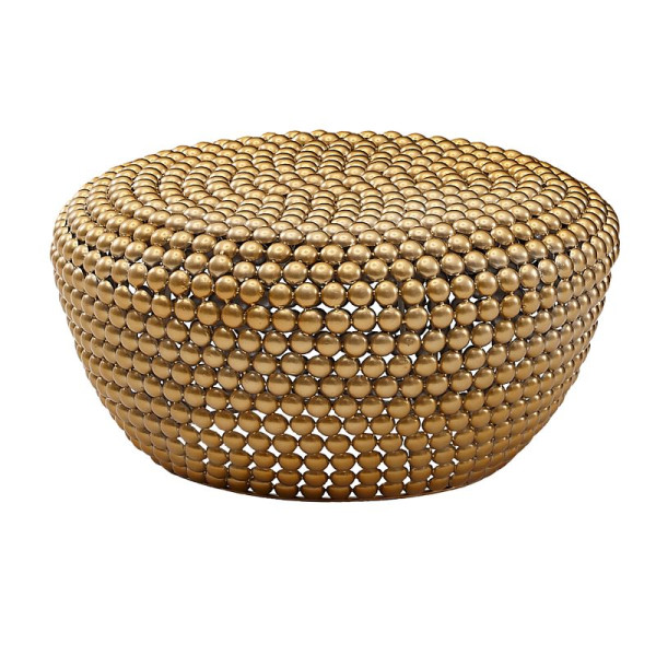 Wohnling table basse aluminium or 60x60x30 cm table de salon métal ronde, table canapé design aluminium oriental, table basse ronde petite, WL6.456