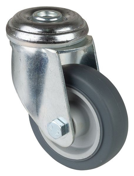 Roulettes BS Roulette de matériel lourd, largeur de roue 21 mm, Ø roue 80 mm, capacité de charge 80 kg, bande de roulement en caoutchouc gris, roulement lisse, lot de 4, C101.A80.081