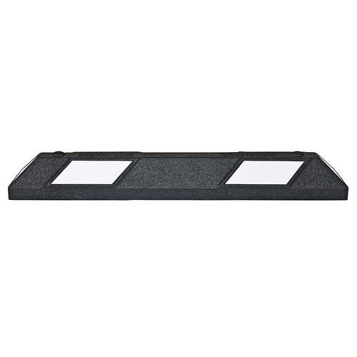 Butée de roue Moravia, noire, blanche réfléchissante des deux côtés, L 550 mm, chevilles incluses, 311231