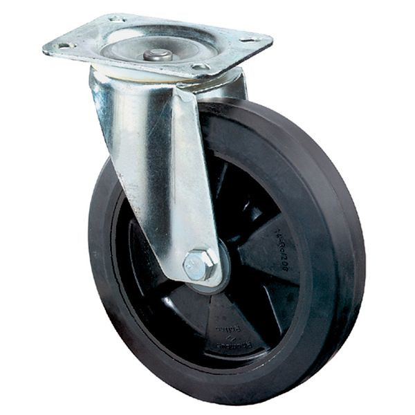 Rouleau de transport BS rollers, largeur de roue 30 mm, roue Ø 100 mm, capacité de charge 140 kg, pneus élastiques noirs, roulements à rouleaux, lot de 4, L400.B60.100