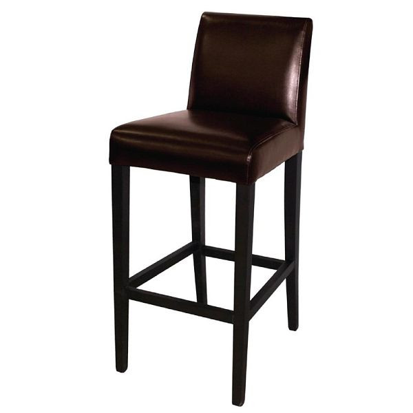 Tabouret de bar Bolero avec dossier simili cuir marron foncé, GG652
