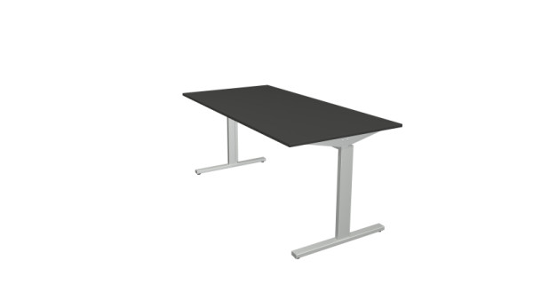 Bureau Kerkmann forme 2 - L 1600 x P 800 x H 700-820 mm avec pied en T en aluminium argent, anthracite, 11020613