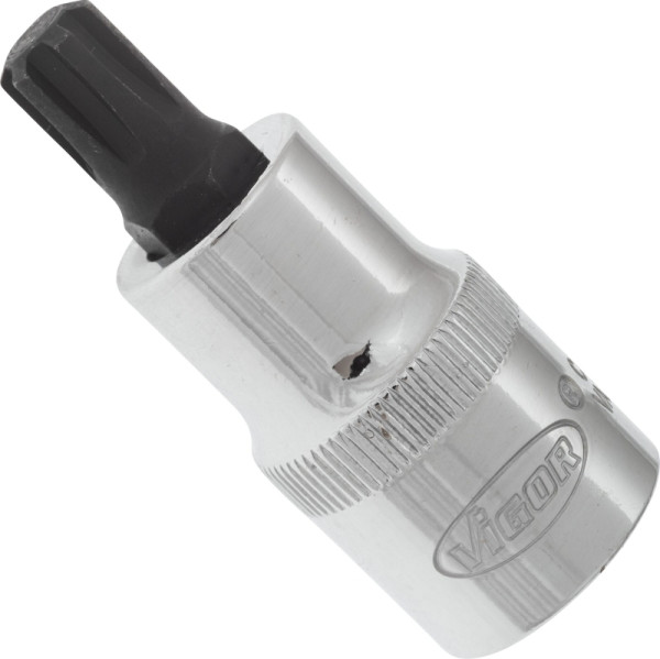 Embout de tournevis VIGOR RIBE, carré creux 12,5 mm (1/2 pouce), profil à coin interne Ribe-CV, M9, longueur : 55 mm, V2206