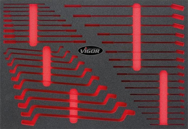 Inserts en mousse souple bi-composant VIGOR, dimensions insert / taille tiroir : L (563 x 393 x 35 mm), utilisation : V6643, V6643-L