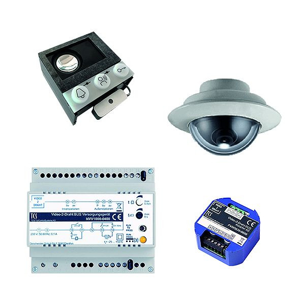 TCS vidéo : kit V2D avec platine de rue intégrée ASI12000 + caméra intégrée FVK4225 + adaptateur V2D FVW3030 + bloc d'alimentation NVV1000, VK07