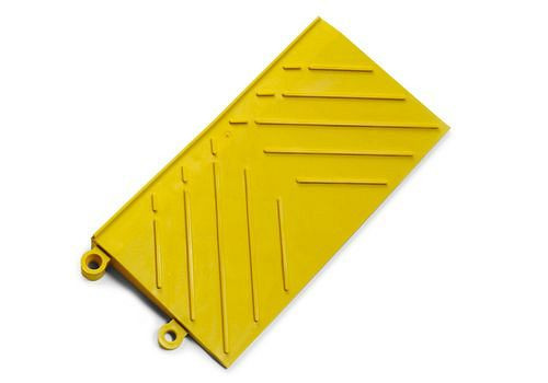 Bord de sécurité anti-fatigue pour carrelage DENIOS DF, raccord femelle, PVC, jaune, 15,2 x 30,5 cm, 179-385