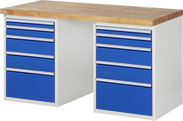 Etabli RAU série 7000 - modèle 7511-3, L1500 x P700 x H890 mm, base système L1500 x P650 x H850 mm, 03-7511A3-157B4M.11
