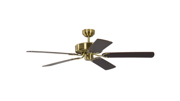 Ventilateur de plafond Pepeo Potkuri laiton satiné / acajou 132 cm avec chaînette, 13332010132
