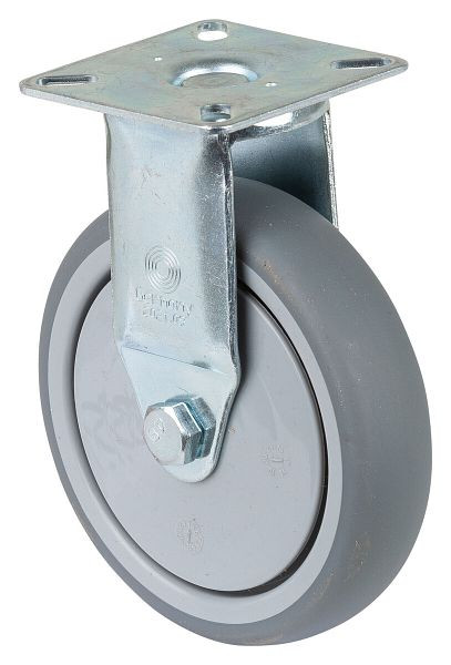 Rouleau d'appareil BS Wheels, plateau, largeur de roue 24 mm, roue Ø 100 mm, capacité de charge 70 kg, bande de roulement en caoutchouc gris, roulement à billes, lot de 4, A310.A85.100