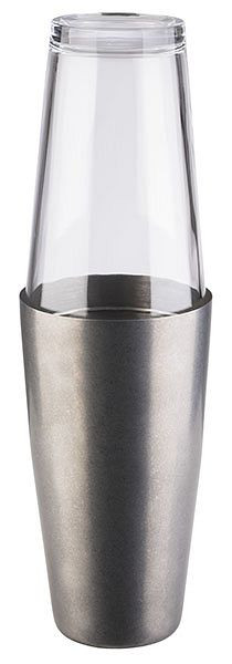 APS Boston Shaker, set de 2 pièces, Ø 9 cm, hauteur : 30 cm, tasse en acier inoxydable : 700 ml, verre : 400 ml, aspect acier inoxydable antique, 93350