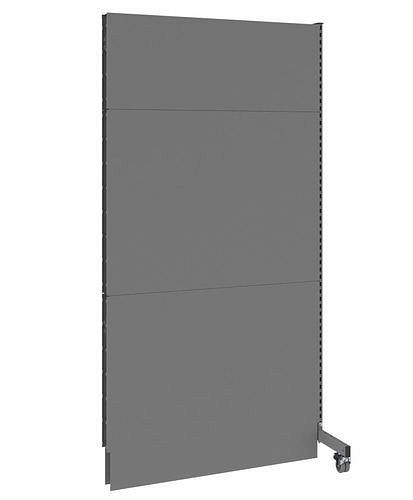 Cloison acoustique mobile DENIOS, panneau rapporté, L 1250, H 2500 mm, tôle perforée acoustique sur deux faces, grise, 293085