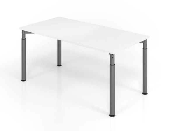 Bureau Hammerbacher YS16, 160 x 80 cm, plateau : blanc, épaisseur 25 mm, chant épais en ABS, forme rectangulaire, graphite, VYS16/W/G