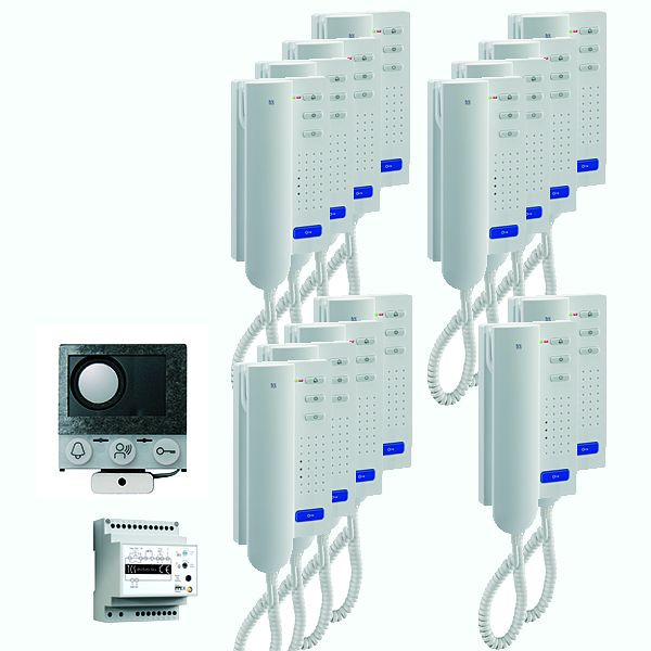 TCS audio:pack installation pour 14 logements, avec haut-parleur intégré ASI12000 + 14 x interphone ISH3030 + appareil de commande BVS20, PAIH140/004