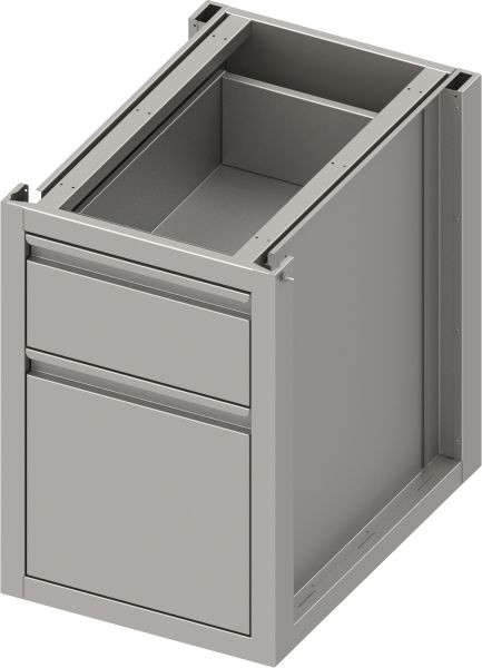 Armoire de base en acier inoxydable Stalgast version 2.0 avec deux tiroirs différents, construction de base 450x640x660 mm, BX45653F