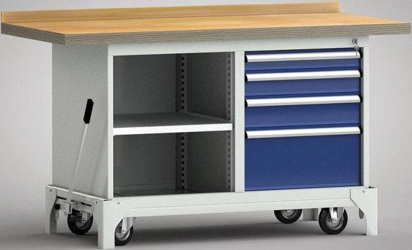 Etabli standard mobile KLW - 1500 x 700 x 866 mm L x l x H, WS782N-1500M40-E7045