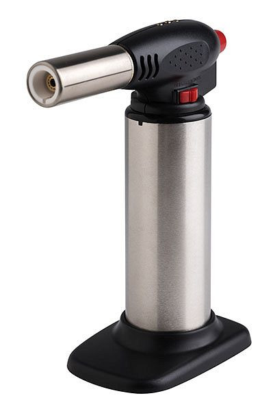 Brûleur flambé APS, Ø 4,5 cm, hauteur : 16,5 cm, acier inoxydable, ABS, remplissage avec gaz briquet, flamme réglable en continu, 77315
