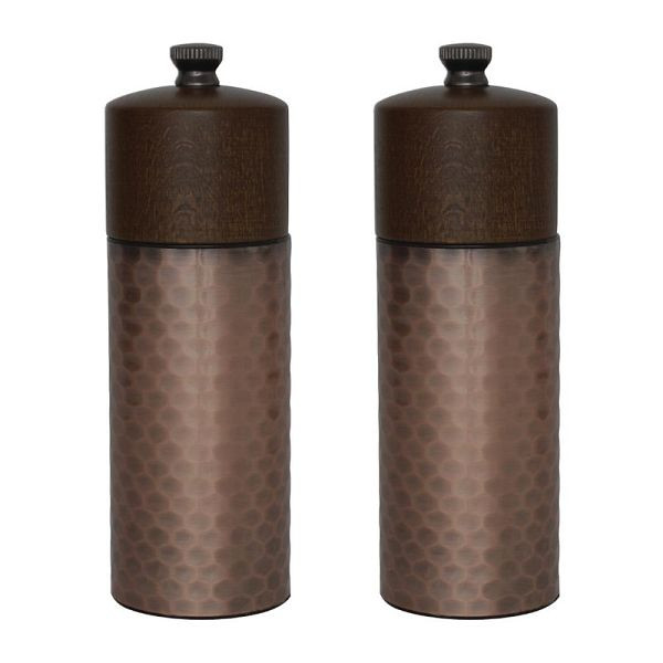 Moulins à sel et à poivre OLYMPIA cuivre-bois 15cm, UE: 2 pièces, CR689