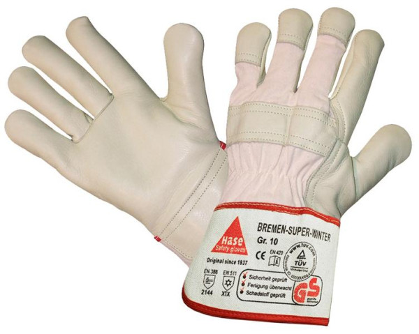 Hase Safety BREMEN-SUPER-WINTER, 5 gants tout cuir, taille : 12, UE : 12 paires, 293300-12