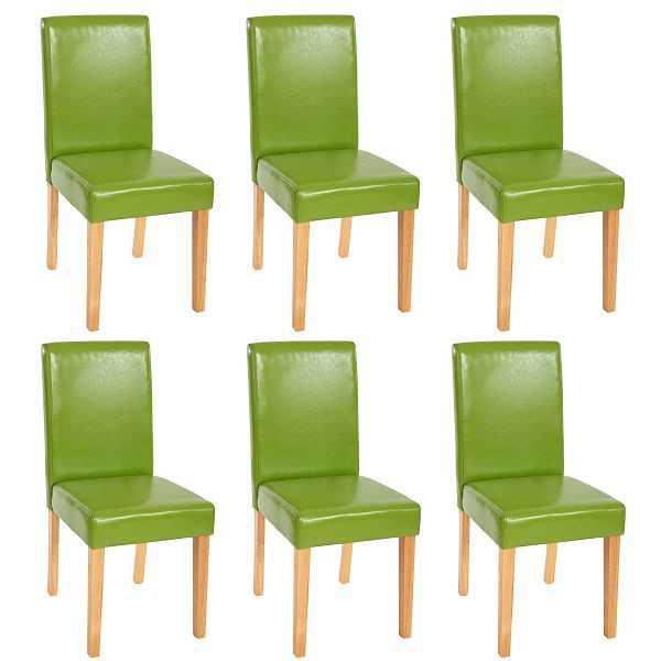Ensemble de 6 chaises de salle à manger Mendler, chaises de cuisine, Littau, simili cuir, vert, pieds légers, 33686+33700