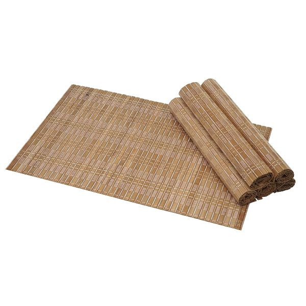 Set de table Mendler 6 pièces HWC-C13, set de table, set de table, bambou lavable 45x30cm, marron foncé, 60925