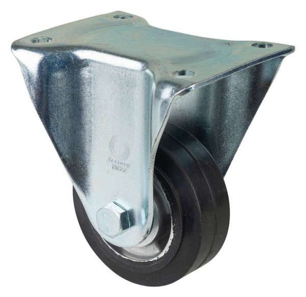 Roues BS Roulette robuste, roulette fixe, largeur de roue 40 mm, Ø roue 100 mm, capacité de charge 150 kg, bandages élastiques noirs, aluminium, roulements à billes, N110.B80.101