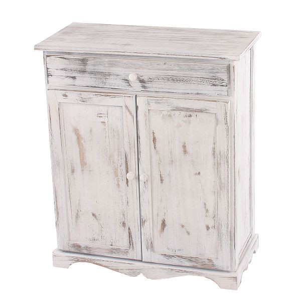 Commode Mendler, 78x66x33cm, aspect shabby, vintage, blanc, 30355
