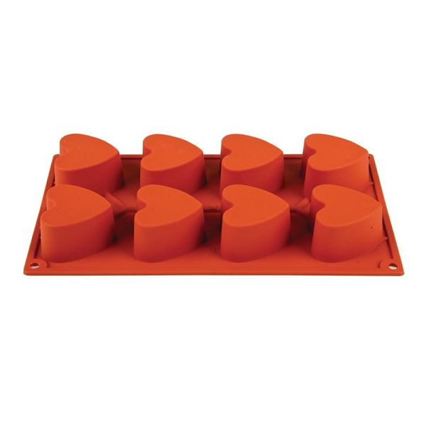 Moule à pâtisserie en silicone Pavoni 8 coeurs antiadhésif, CB167