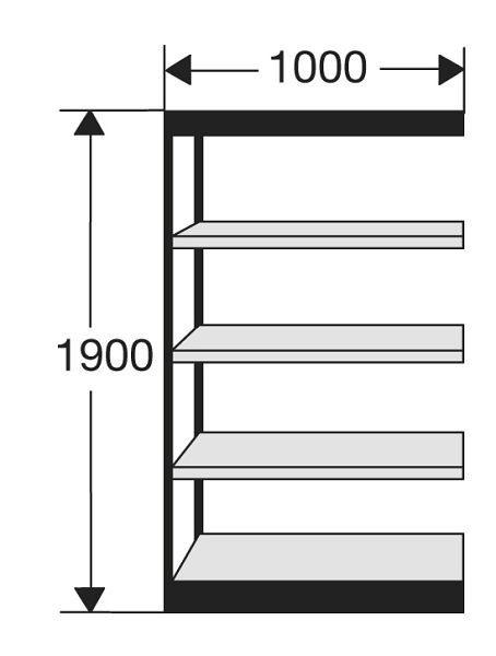 Kerkmann étagère de bureau Progress 2000, L 1000 x P 500 x H 1900 mm, noir/gris clair, 50211315