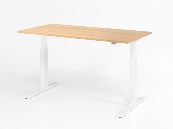 Bureau Hammerbacher XMKA16, 160 x 80 cm, plateau : chêne, épaisseur 25 mm, chant épais en ABS, forme rectangulaire, blanc, VXMKA16/E/W