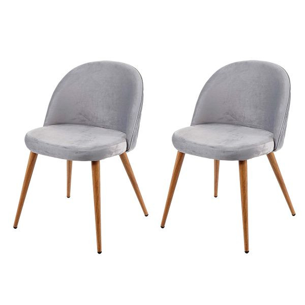 Mendler Lot de 2 chaises de salle à manger HWC-D53, chaise de cuisine design rétro années 50, velours, gris clair, 63097