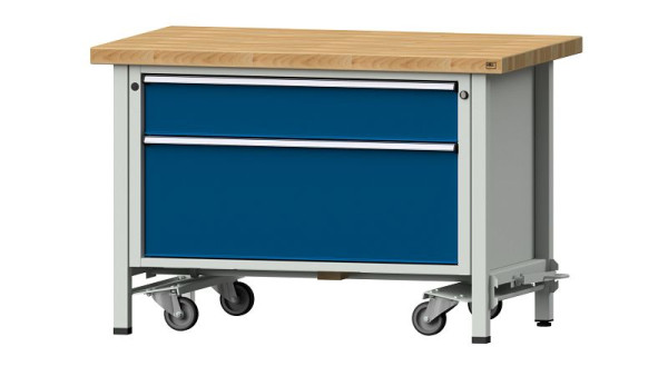 Établis ANKE établi à caissons, modèle 15 VX, 1270 x 800 x 850 mm, RAL 7035/5010, BMP 50 mm, avec dispositif d'entraînement abaissable, 340.071