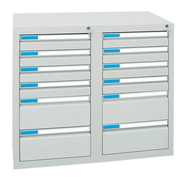 armoire à tiroirs émoussés série ESTA, RAL 7035/7035, 12 tiroirs (8x100, 4x200 mm), 7602507