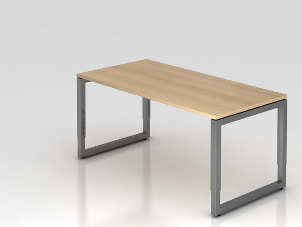 Bureau Hammerbacher O-foot carré 160x80cm chêne/graphite, forme rectangulaire avec plateau flottant, VRS16/E/G