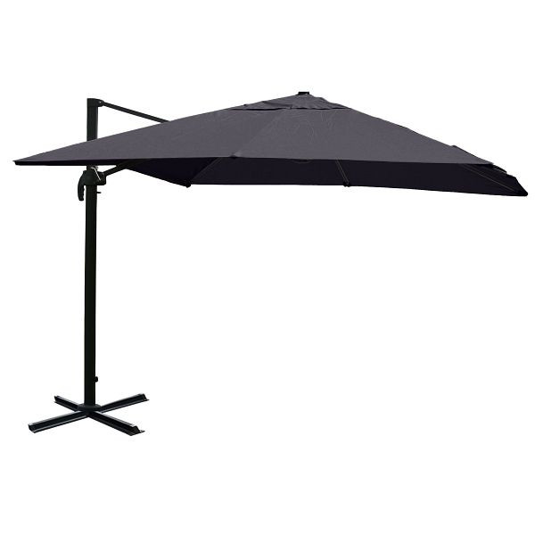 Mendler gastronomy parapluie feu tricolore HWC-A96, 3x3m (Ø4,24m) polyester aluminium/acier 23kg, anthracite sans support, 138987