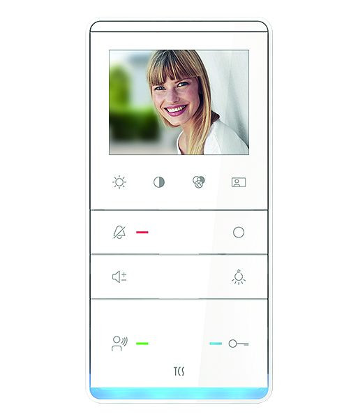 Poste intérieur vidéo TCS pour conversation mains libres série TASTA avec passe-partout blanc, montage en saillie blanc, IVW5111-0145