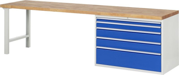 Etabli RAU série 7000 - conception modulaire, conteneur de sous-structure (5x tiroirs XXL), 3000x840x700 mm, 03-7711A1-307B4S.11