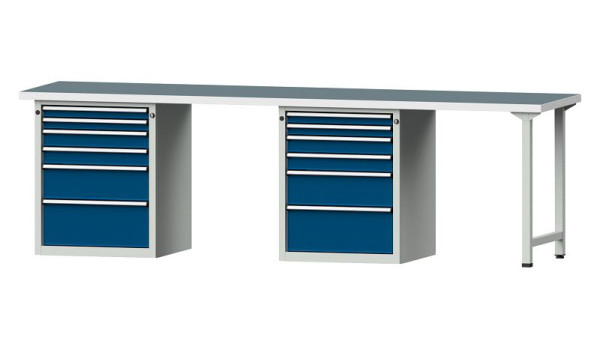 Établis ANKE Établi combiné, modèle 916 V, 2800 x 700 x 840 mm, RAL 7035/5010, UBP 40 mm, 415.152