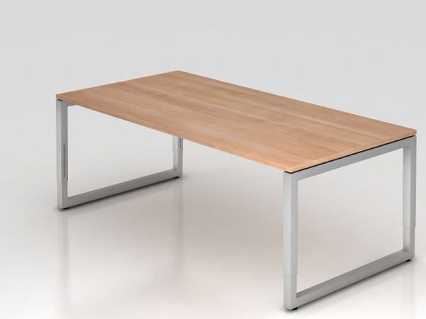 Bureau Hammerbacher O-foot carré 200x100cm noyer, forme rectangulaire avec plateau flottant, VRS2E/N/S