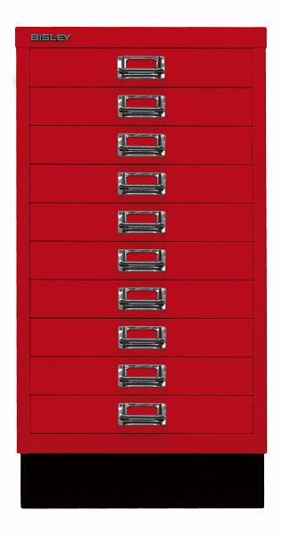Bisley MultiDrawer™, série 29 avec base, DIN A3, 10 tiroirs, rouge cardinal, L29A310S670