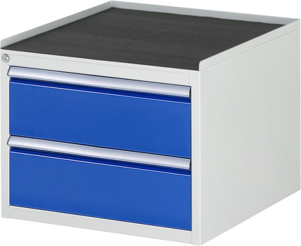Armoire à tiroirs RAU série 7000, L580xP650xH465mm, tiroirs : 2xH180mm, support métallique avec bord roulant sur 3 côtés et tapis antidérapant, 03-L2.0A-MT.11