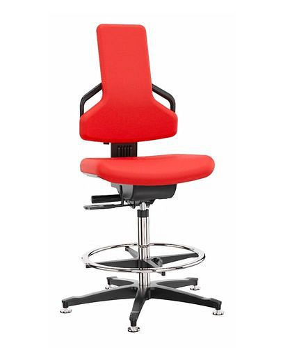 Siège de travail Dauphin Premium, revêtement tissu rouge, patins, repose-pieds, 266-923