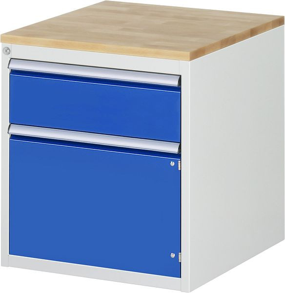 Armoire à tiroirs RAU série 7000, L580xP650xH645mm, tiroir : 1xH180mm, 1 x porte battante taille L 1xH360mm, plan de travail en hêtre massif, 03-L3.4AR-B.11