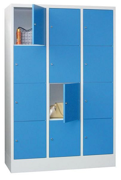 Armoire vestiaire Pavoy avec base 1850/500/1200, 3l x 4h, serrure à cylindre, largeur de compartiment 400, portes lisses, 61265-344-401-735512