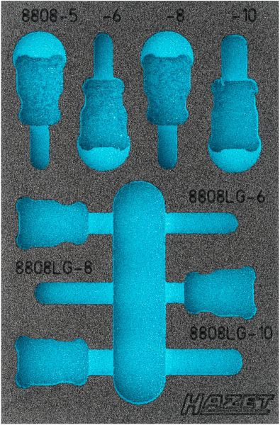 Insert en mousse souple Hazet à 2 composants, pour 163-460/7 Dimensions / longueur : 172 mm x 114 mm Taille du système d'organisation : 1/9 (172 x 114 mm), 163-460L