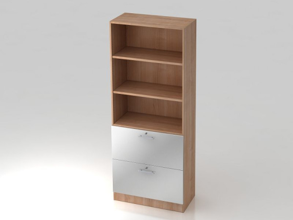 Armoire Hammerbacher 5OH, 2HR, poignée de garde-corps du panneau de base noyer/argent, 80x42x200,4 cm (LxPxH), V7300/N/S/RE