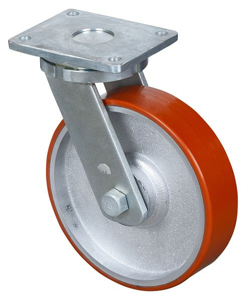 Roues BS Roulette robuste, largeur de roue 75 mm, Ø roue 300 mm, capacité de charge 2000 kg, polyuréthane coulé 95 Shore A, corps de roue en fonte, roulements à billes, RR100.C10.301