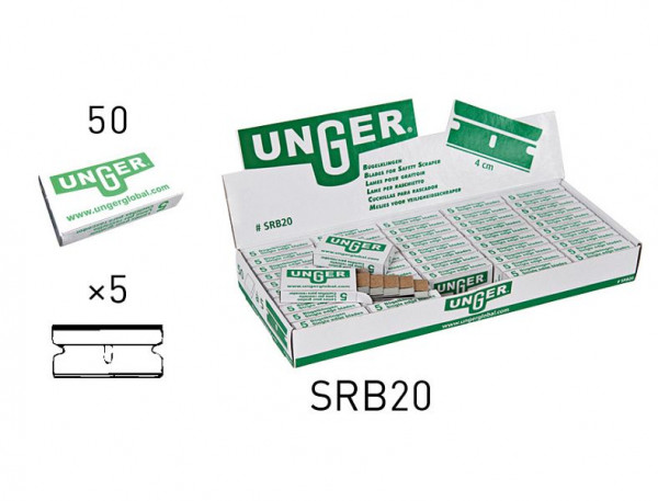 Lames de rechange UNGER, 4 cm, UE : 1 boîte de 250 lames, SRB20
