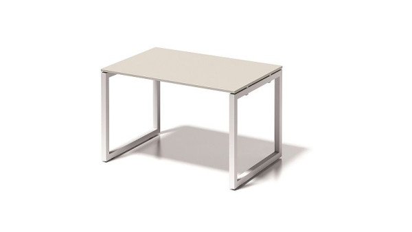 Bureau Bisley Cito, structure en O hauteur fixe 730 mm, H 19 x L 1200 x P 800 mm, gris blanc/blanc signalisation, DOF1208GW396