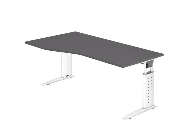 Bureau Hammerbacher pied C 180x100/80cm graphite/blanc, hauteur de travail 68-86 cm réglable, VUS18/G/W
